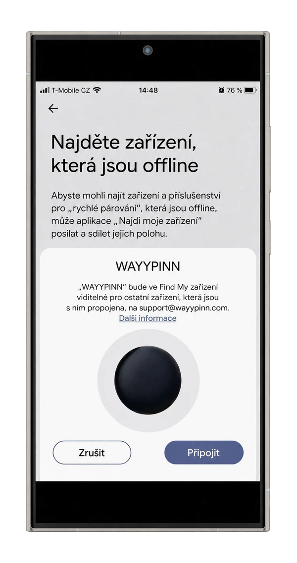 Nastavení lokalizátoru WAYYPINN na Androidu – připojení zařízení